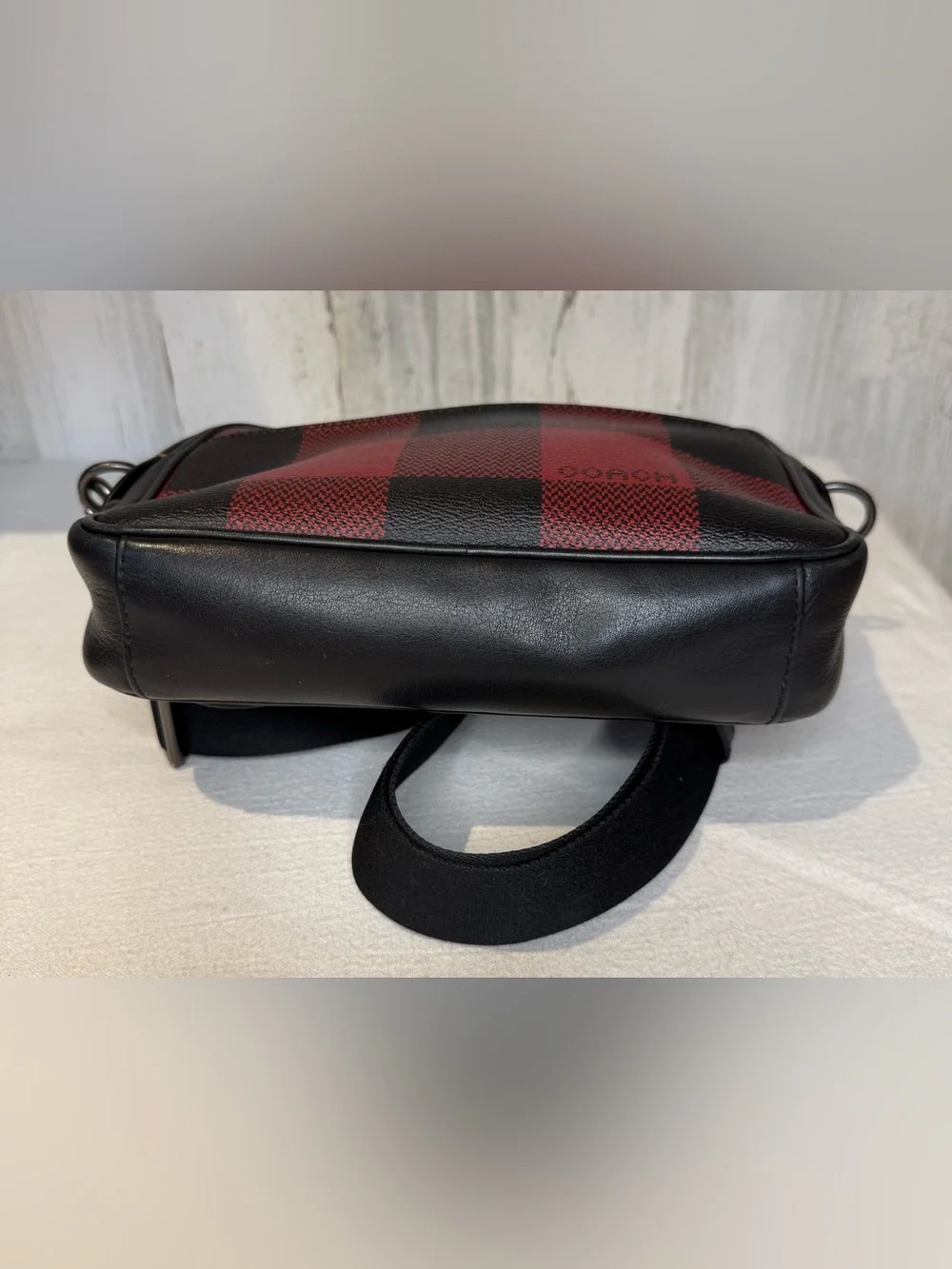 Coach Graham *Sample Bag* Crossbody  Red & Black Buffalo Plaid Leather